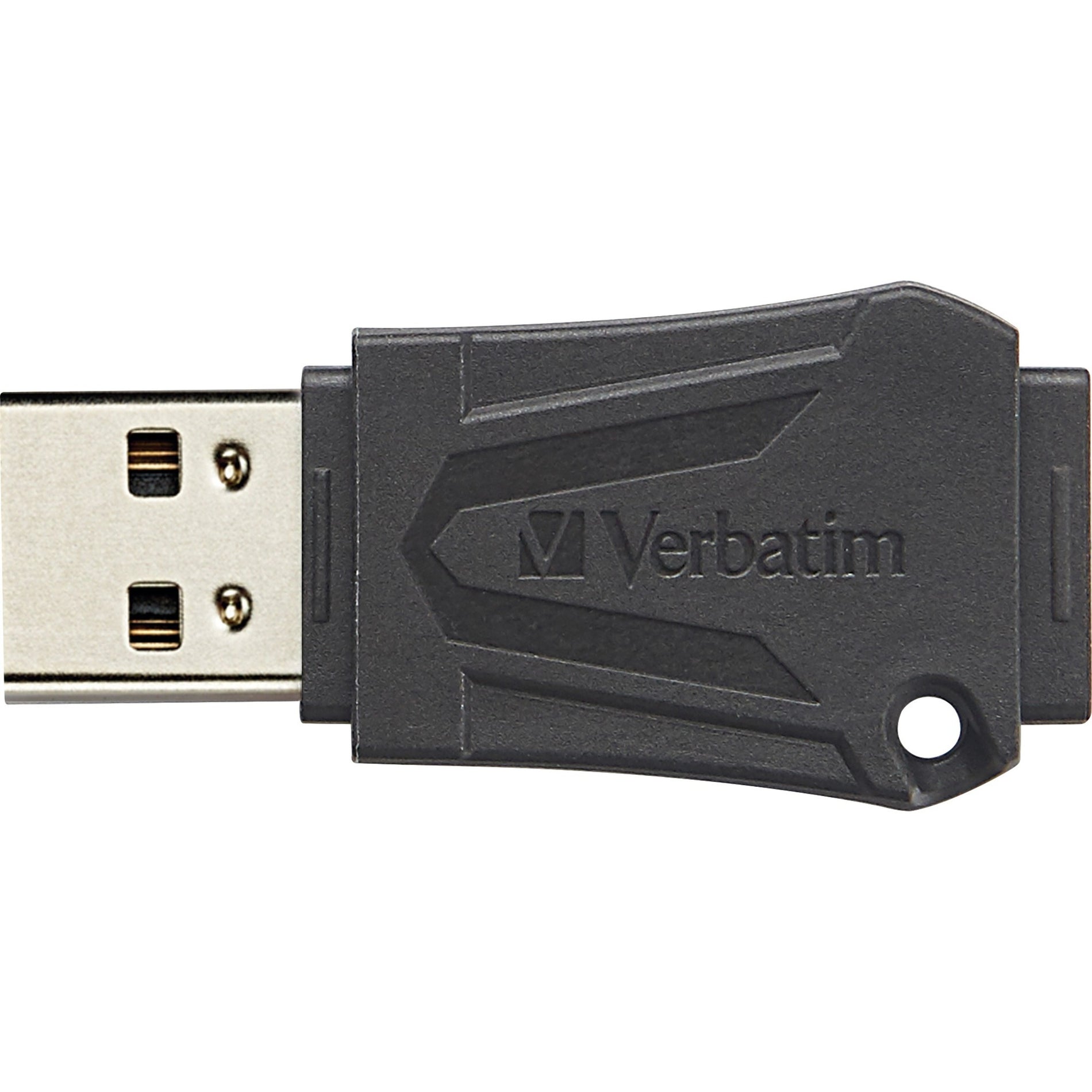 Detailed view of Verbatim ToughMAX USB drive connector and protective casing with embossed logo-alternate-image3