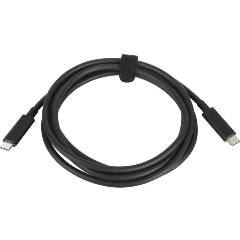 Lenovo black USB-C to USB-C cable with 2-meter length and integrated cable management strap