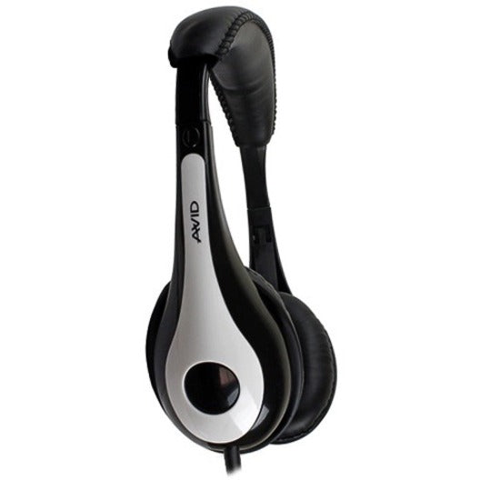 AVID AE-35 educational headphone featuring black ear cups with white teardrop-shaped housing and padded headband design