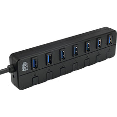 Adesso AUH-3070P 7-Port USB 3.0 Hub, Powered External Hub with 5V2A Adapter, Individual Port Switches, Mac/PC Compatible, Compact Design, RoHS Certified, Gray/Black - AUH-3070P (1 Year Warranty)