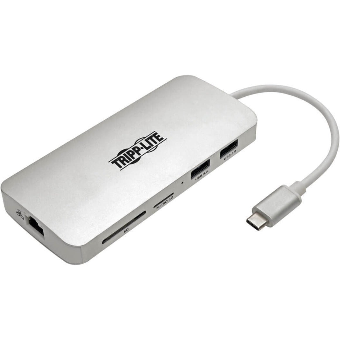 Tripp Lite USB-C dock featuring multiple ports and sleek silver aluminum design-alternate-image1