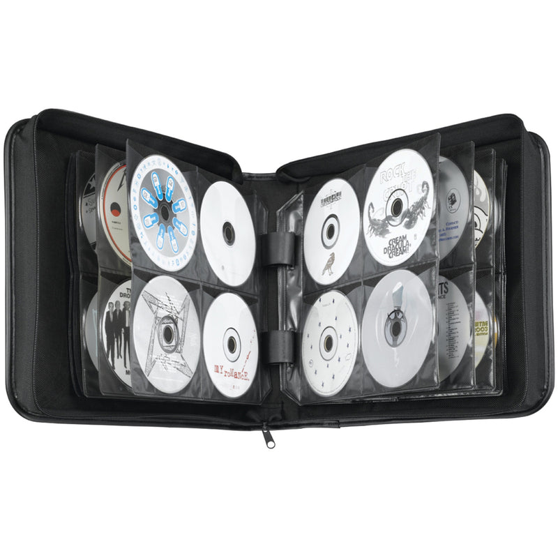 Interior view of Case Logic sleeve showing multiple CD/DVD storage compartments with clear sleeves