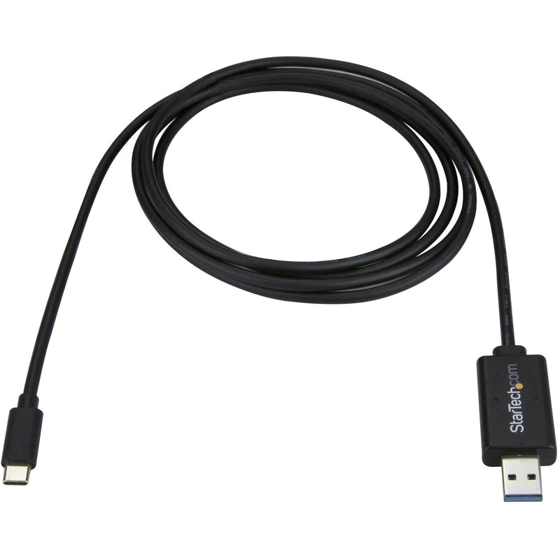 Full-length view of StarTech.com 2-meter USB-C to USB 3.0 data transfer cable showing cable flexibility