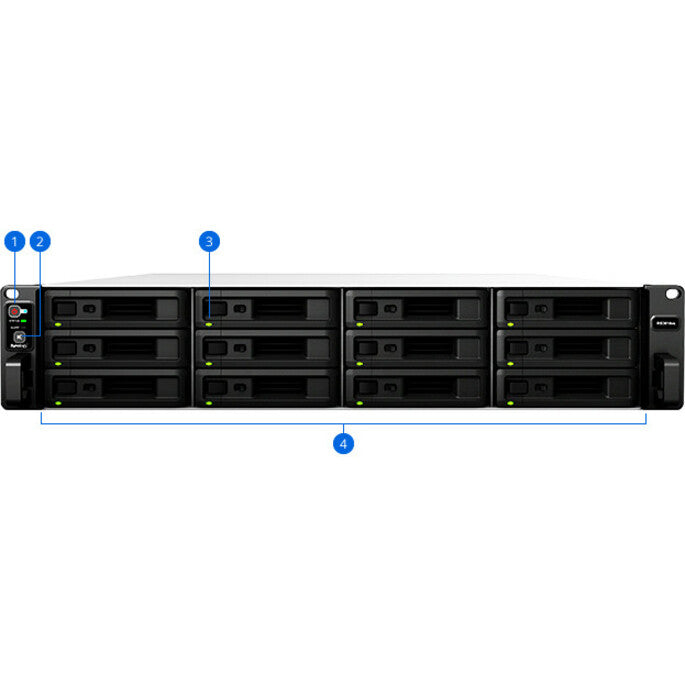 Synology RS3618XS RackStation SAN/NAS Storage System, Quad-core Xeon D-1521, 8GB DDR4, 144TB Capacity, 2U Rack-mountable [Discontinued]