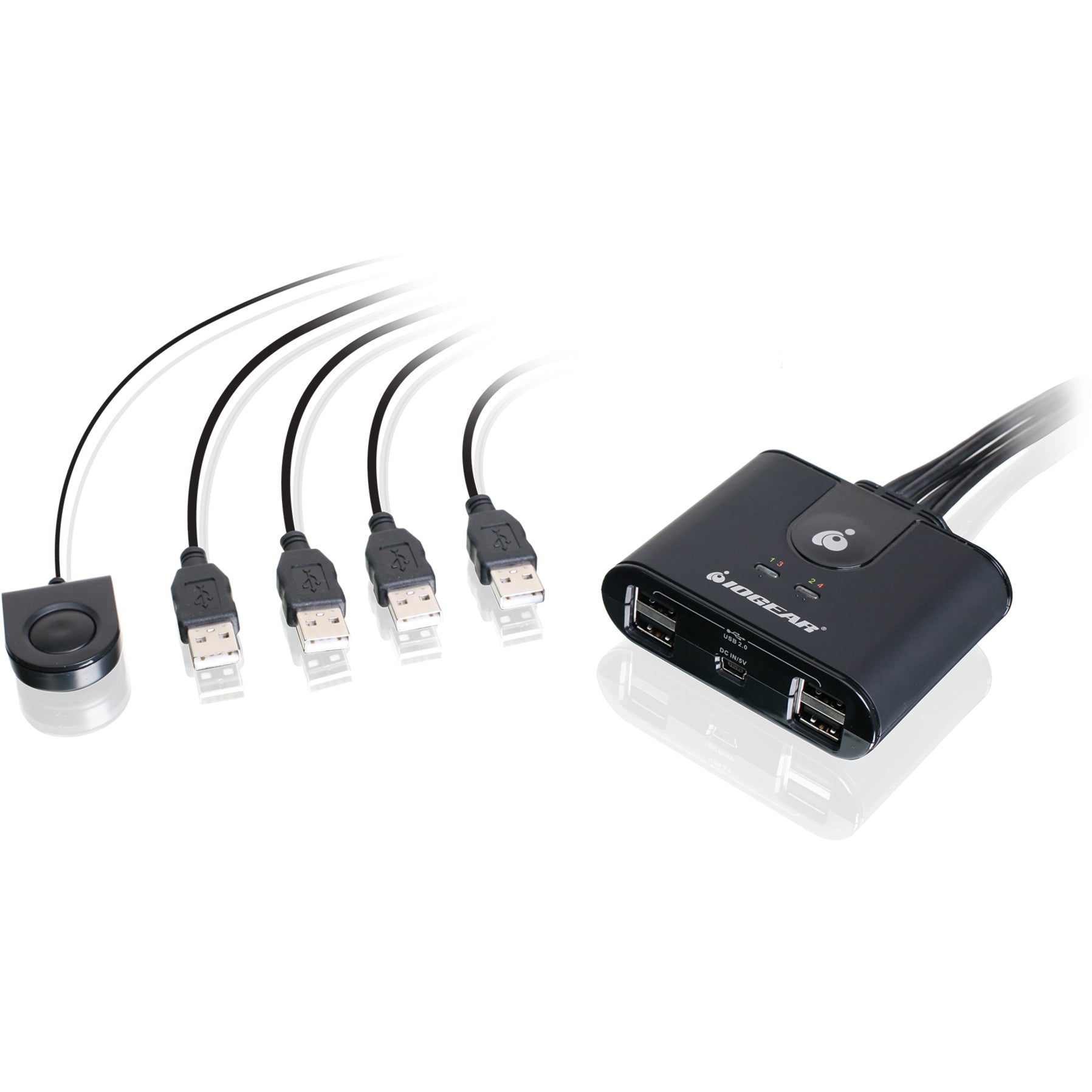 IOGEAR GUS404CA1KIT مفتاح مشاركة USB 4x4 مع محول USB-C، 4 منافذ USB، متوافق مع PC/Mac