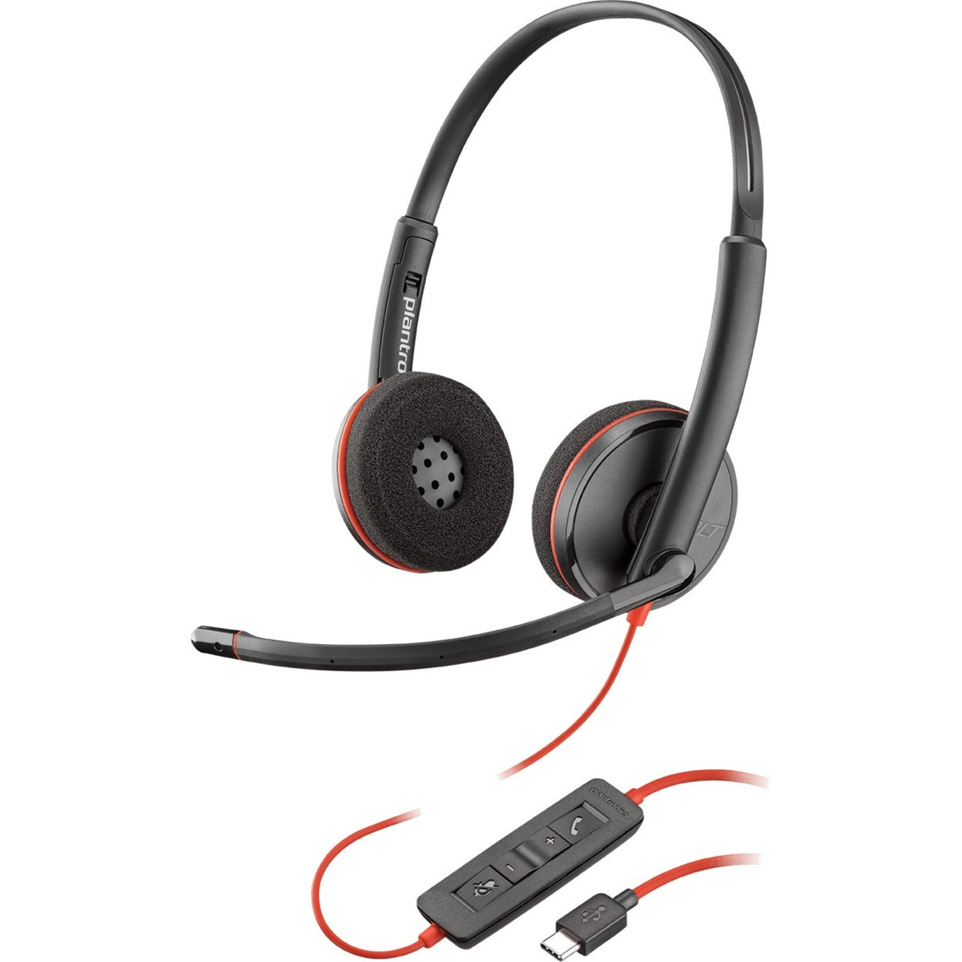 Plantronics 209745-22 Blackwire C3220 Headset, Stereo Wired USB Type A Headset with Noise Cancelling Microphone