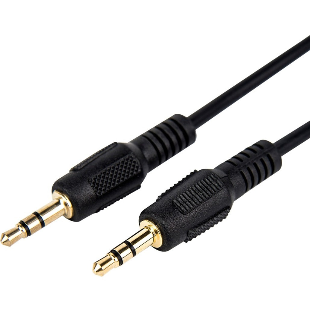 Rocstor Cable de Audio Estéreo Delgado Premium de 10 pies 35 mm Bañado en Oro Negro
