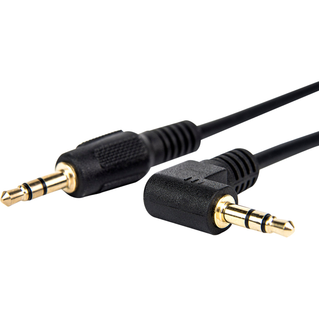 Rocstor Y10C192-B1 Premium 3 ft Slim 3.5mm Stereo Audio Cable, Right-Angle Connector, Gold Plated