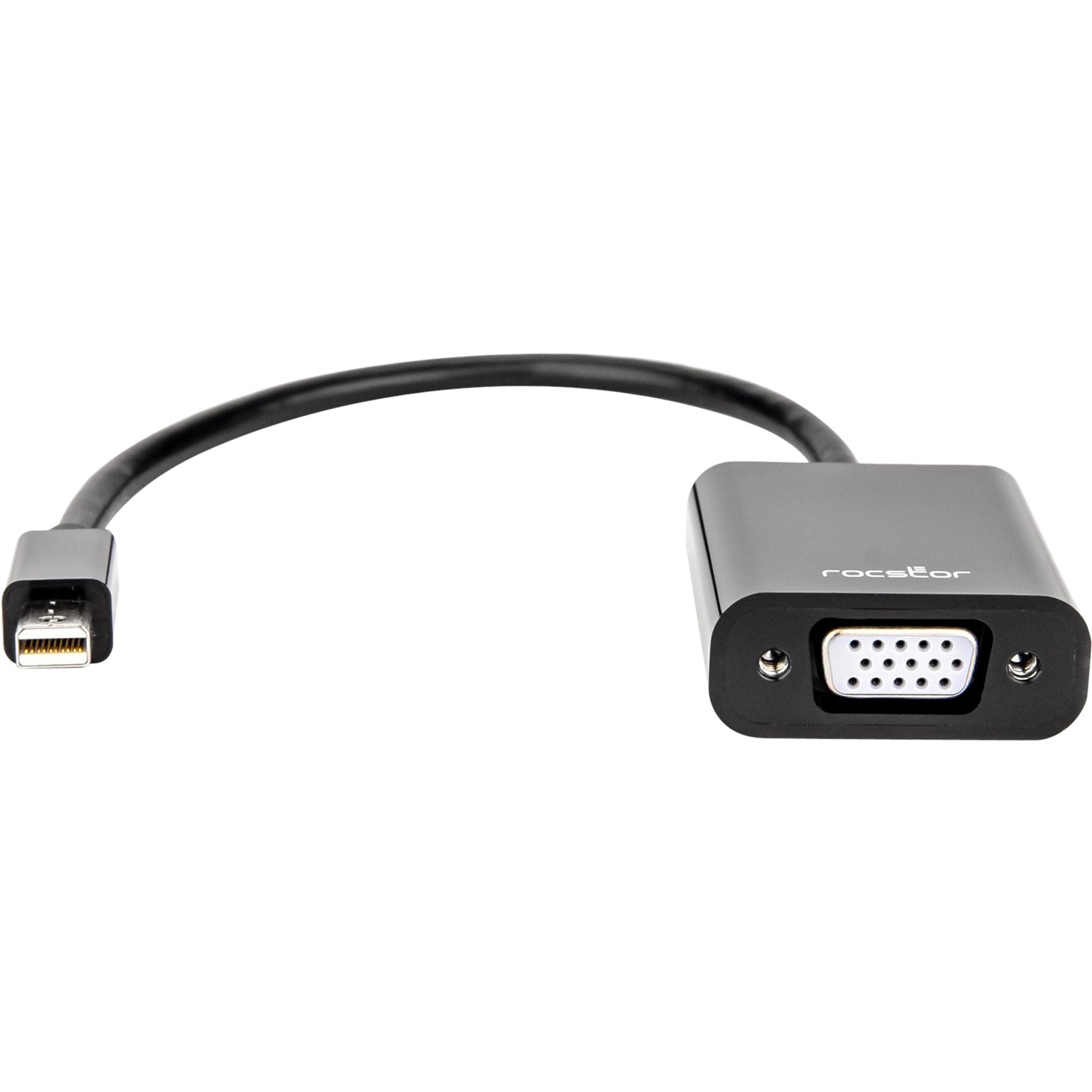 Rocstor Adaptateur vidéo Premium Mini DisplayPort vers VGA Y10A199-B1 Câble de 6 pouces Noir