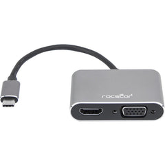 Rocstor Y10A204-A1 Grafische Adapter USB-C naar HDMI & VGA 4K HDMI & 1080P VGA Vrouwelijke Adapter