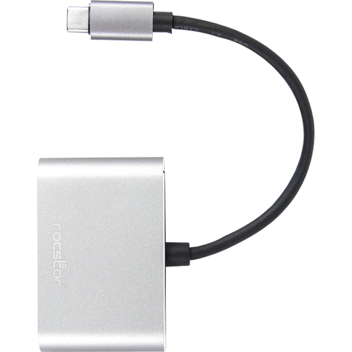 Top-down view of adapter showing minimalist design and branding