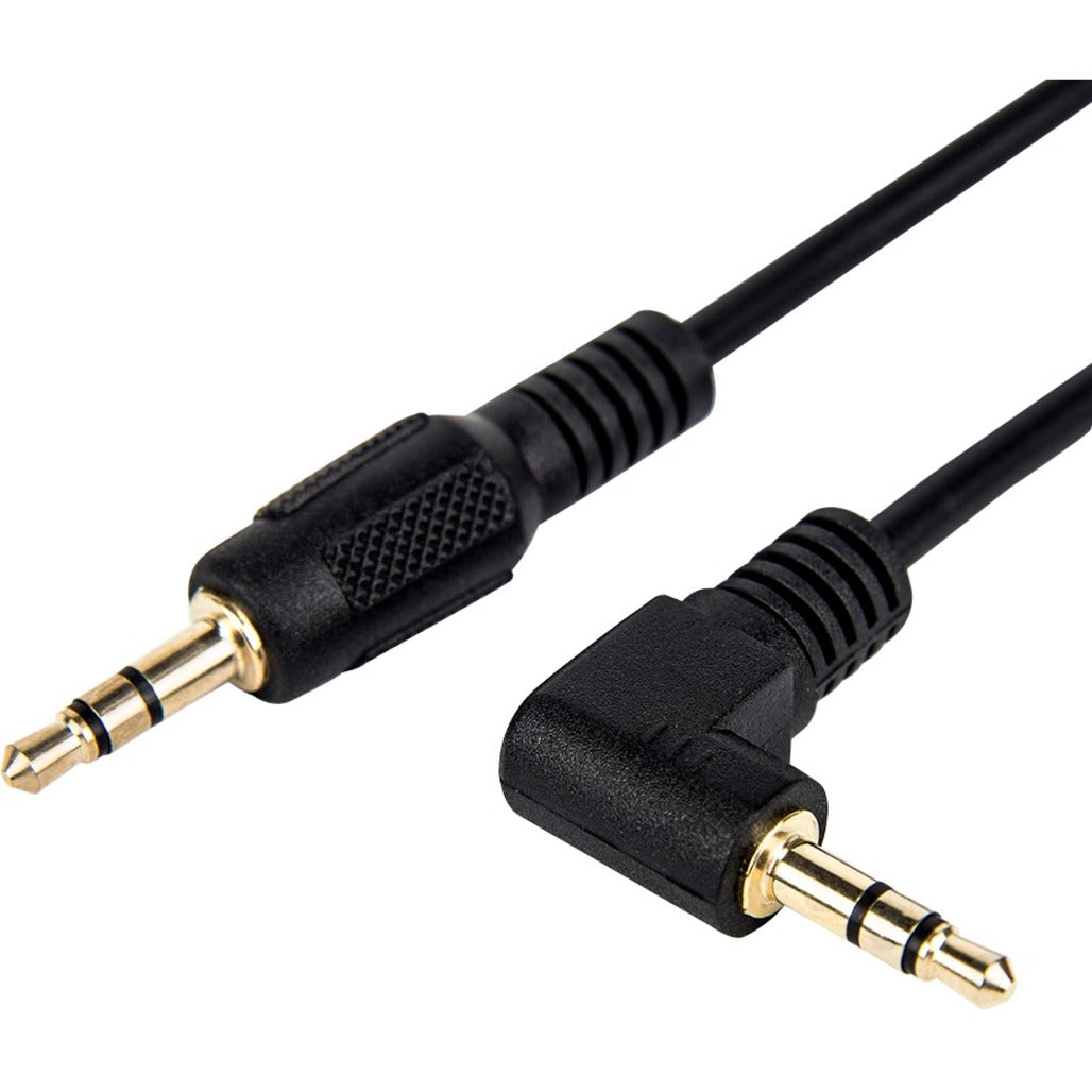 Rocstor Câble audio stéréo fin Premium Y10C193-B1 de 6 pieds connecteur coudé à angle droit noir