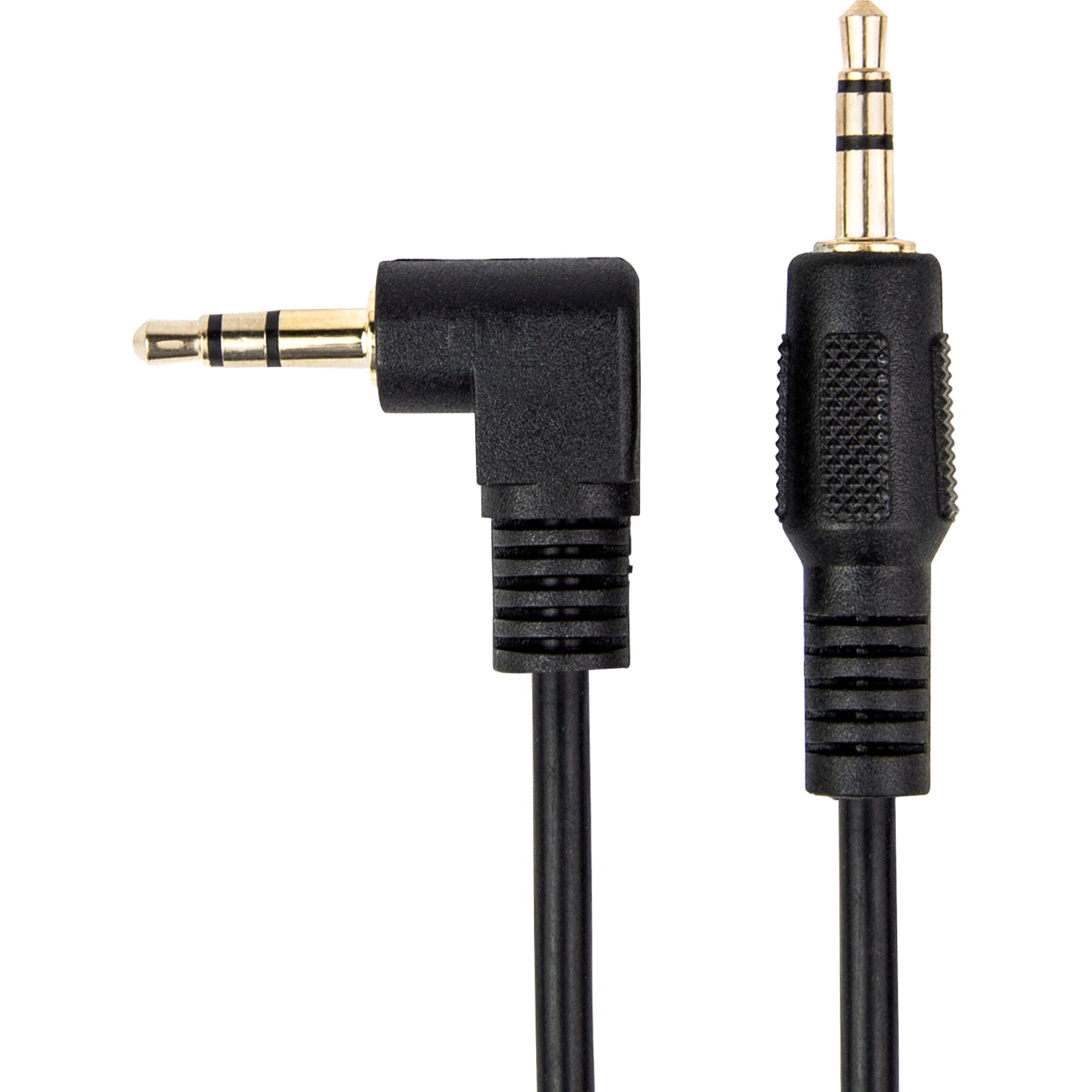 Rocstor Y10C193-B1 Premium 6 ft Delgado Cable de Audio Estéreo de 35 mm Conector de Ángulo Recto Negro.