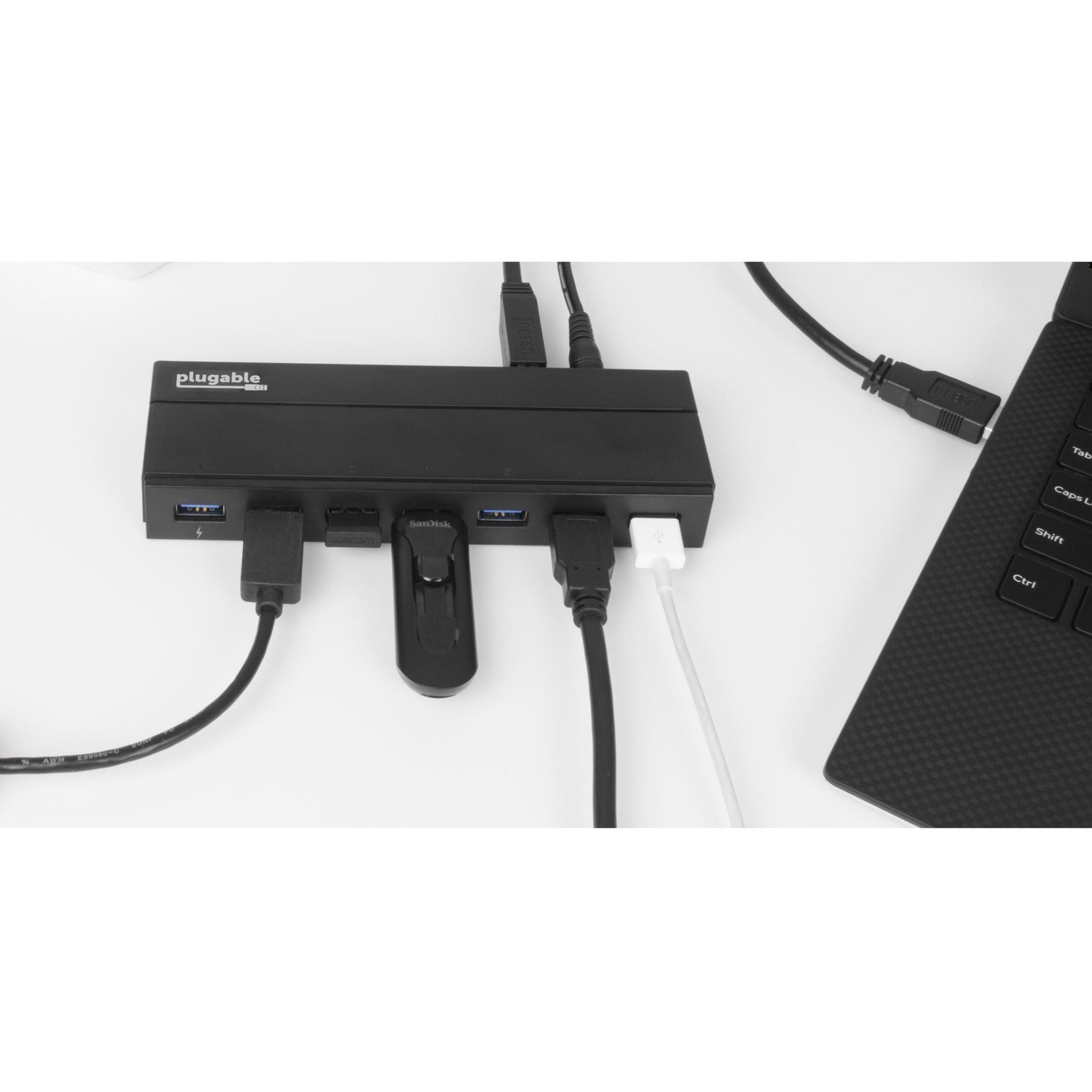 Plugable USB3-HUB7C USB 3.0 7-Port Hub with 36W Power Adapter Expand Your USB Connectivity