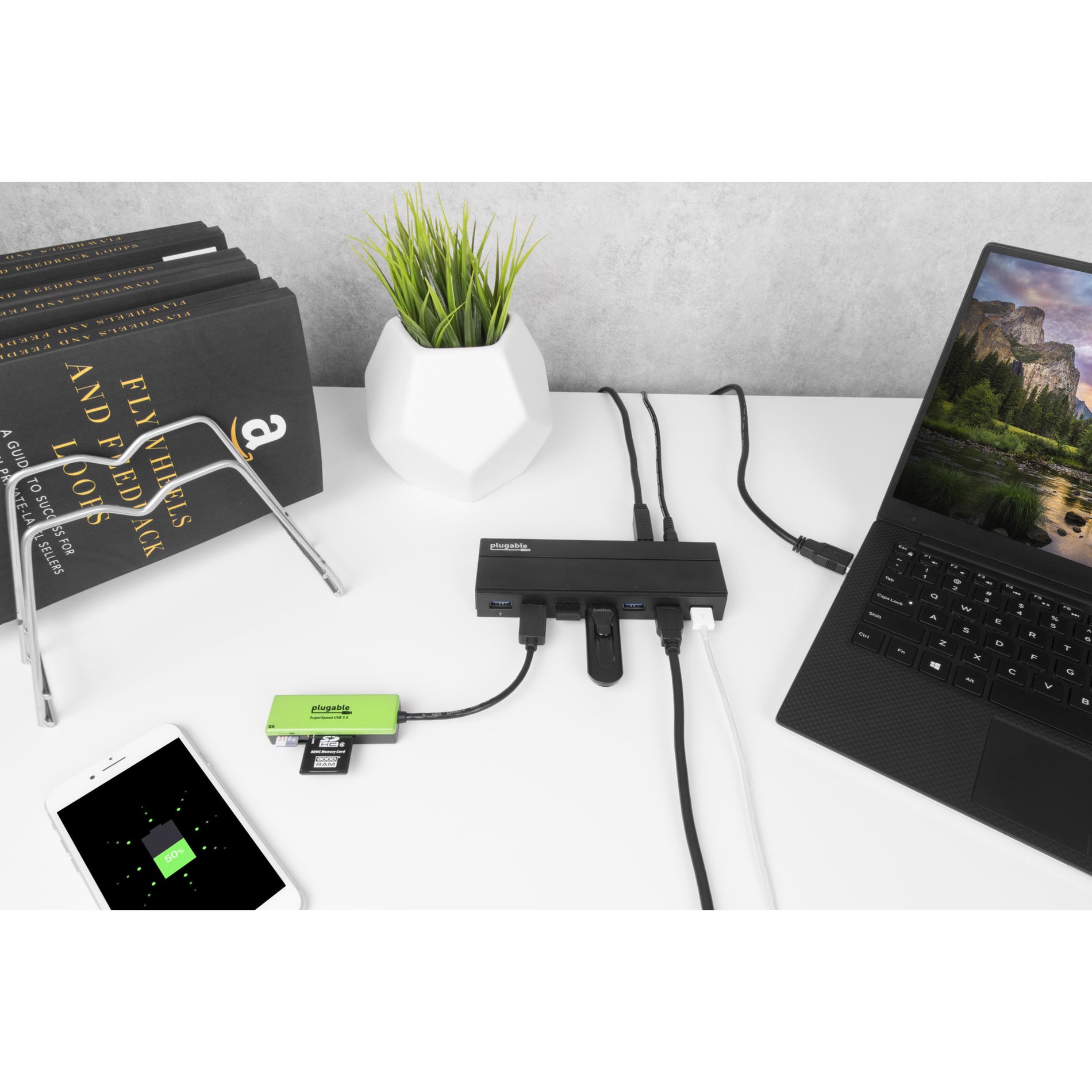 Plugable USB3-HUB7C USB 3.0 7-Port Hub with 36W Power Adapter Expand Your USB Connectivity