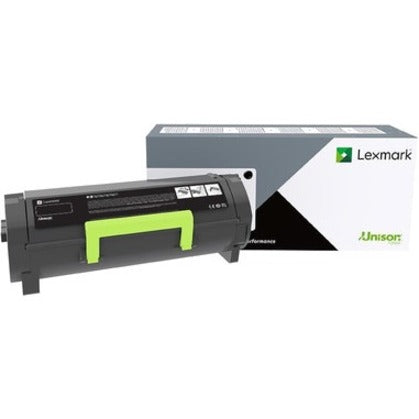 Lexmark 56F0UA0 original black ultra high yield toner cartridge with Unison technology shown with retail packaging