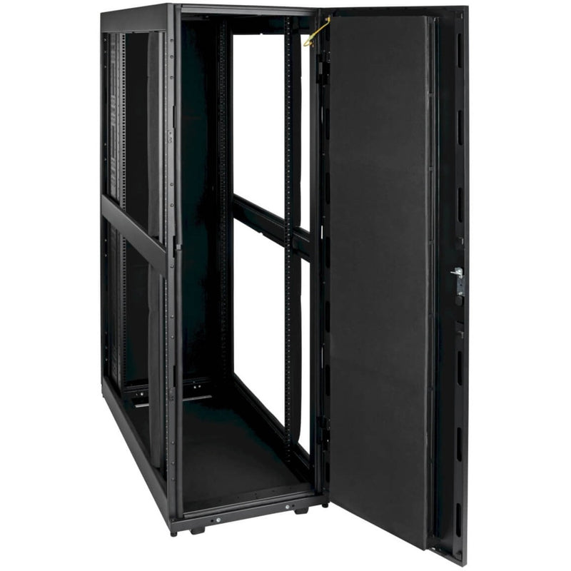 Internal frame structure of the server cabinet showing heavy-duty construction