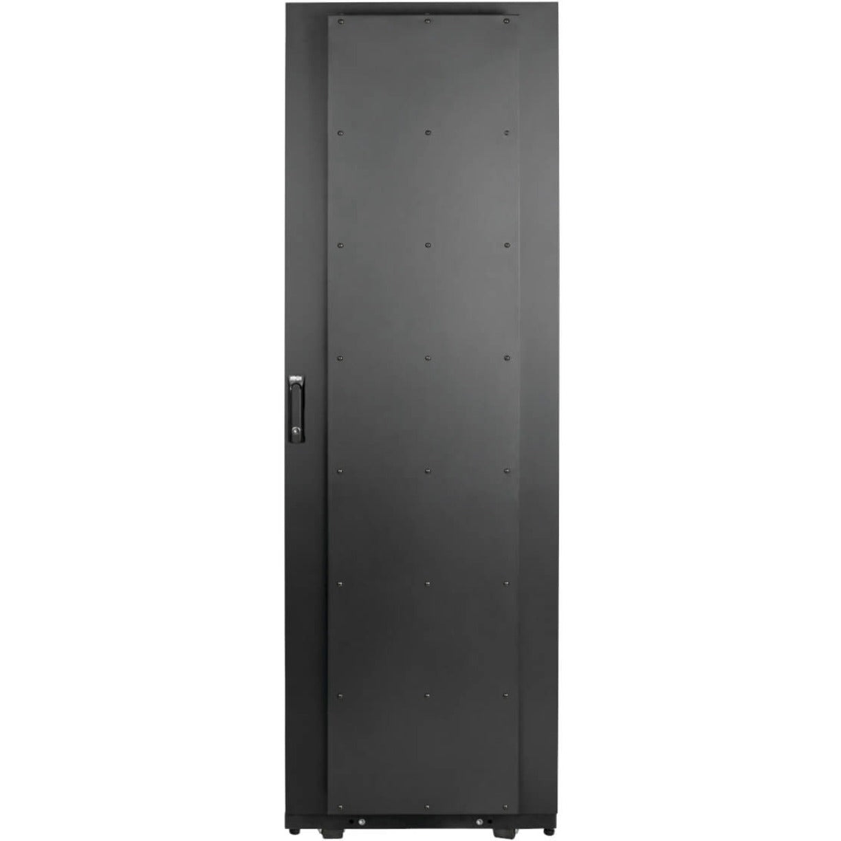 Front view of Tripp Lite SRQP42UB server cabinet highlighting secure locking door system-alternate-image2