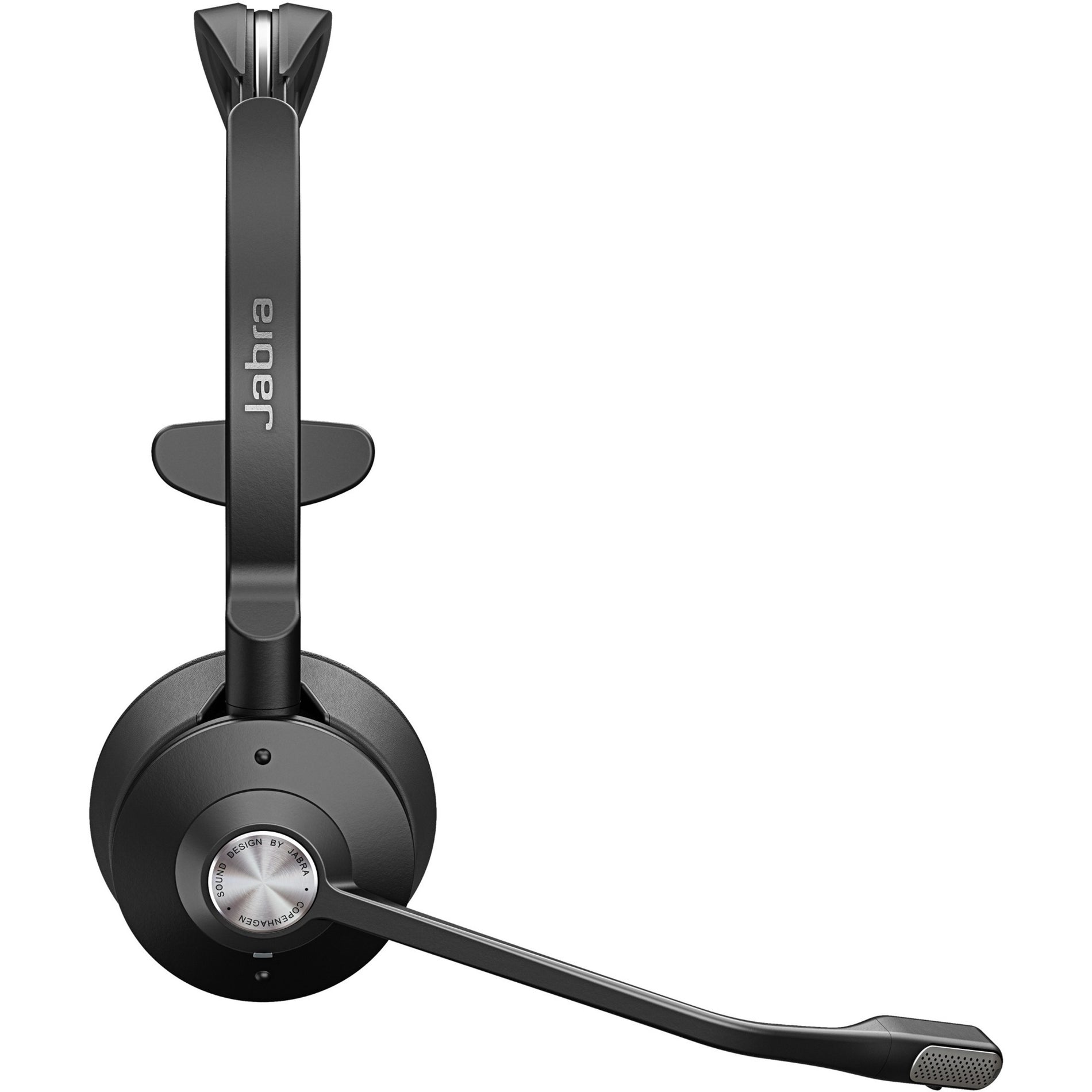 Close-up view of Jabra Engage 75 Mono headset's boom microphone and ear cup-alternate-image3