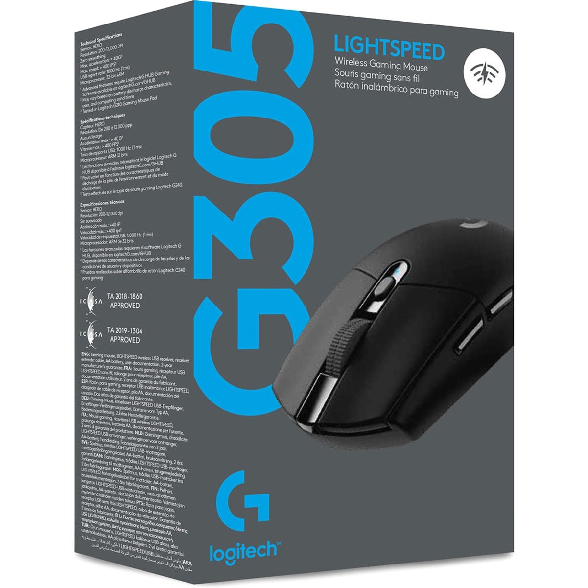 Logitech G305 retail box showing product specifications and features-alternate-image10