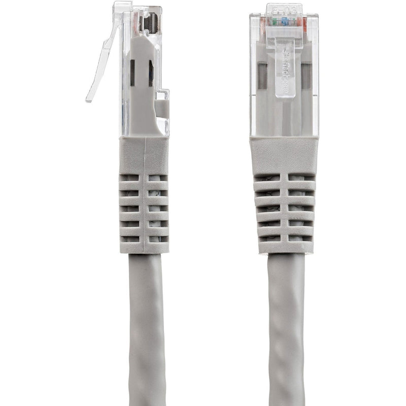 Side view of two RJ-45 connectors showing snagless boot design and strain relief features