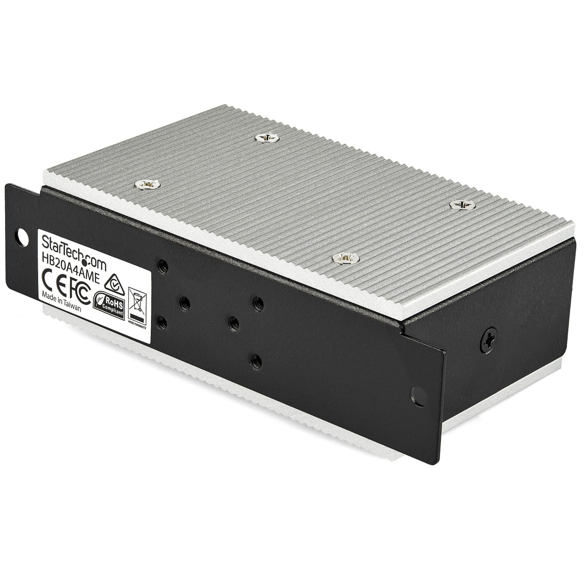 StarTech.com HB20A4AME 4-Port Industrial USB Hub - USB 2.0, ESD Protection, Metal Housing