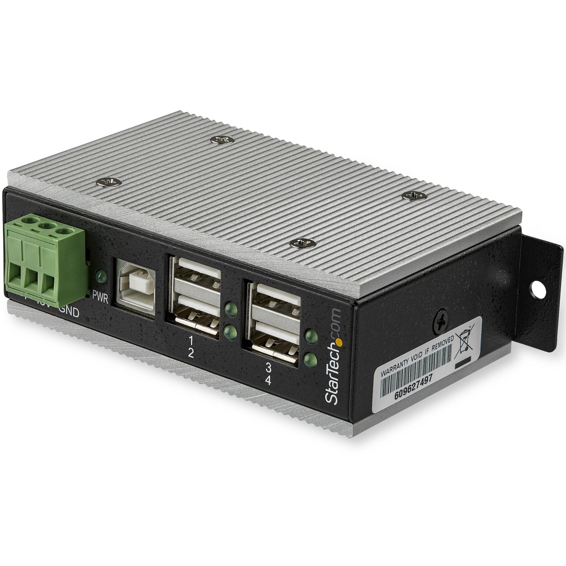 StarTech.com HB20A4AME 4-Poort Industriële USB-hub - USB 2.0 ESD-bescherming Metalen behuizing