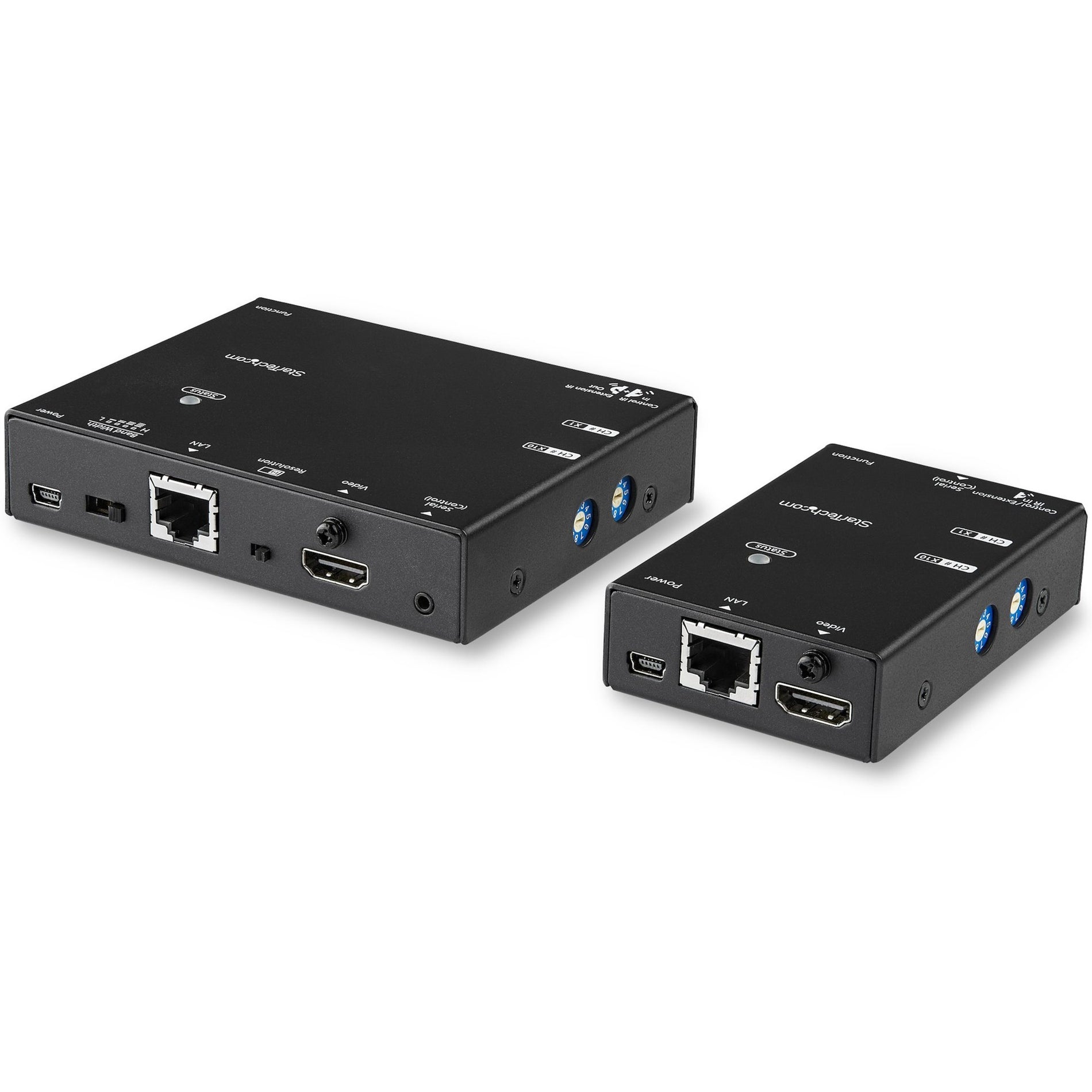 Front view of HDMI over IP extender units showing HDMI, network, and control ports-alternate-image2