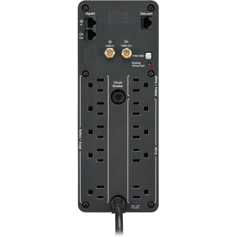 Rear view of APC Back-UPS Pro 1500VA showing all outlets and connection ports