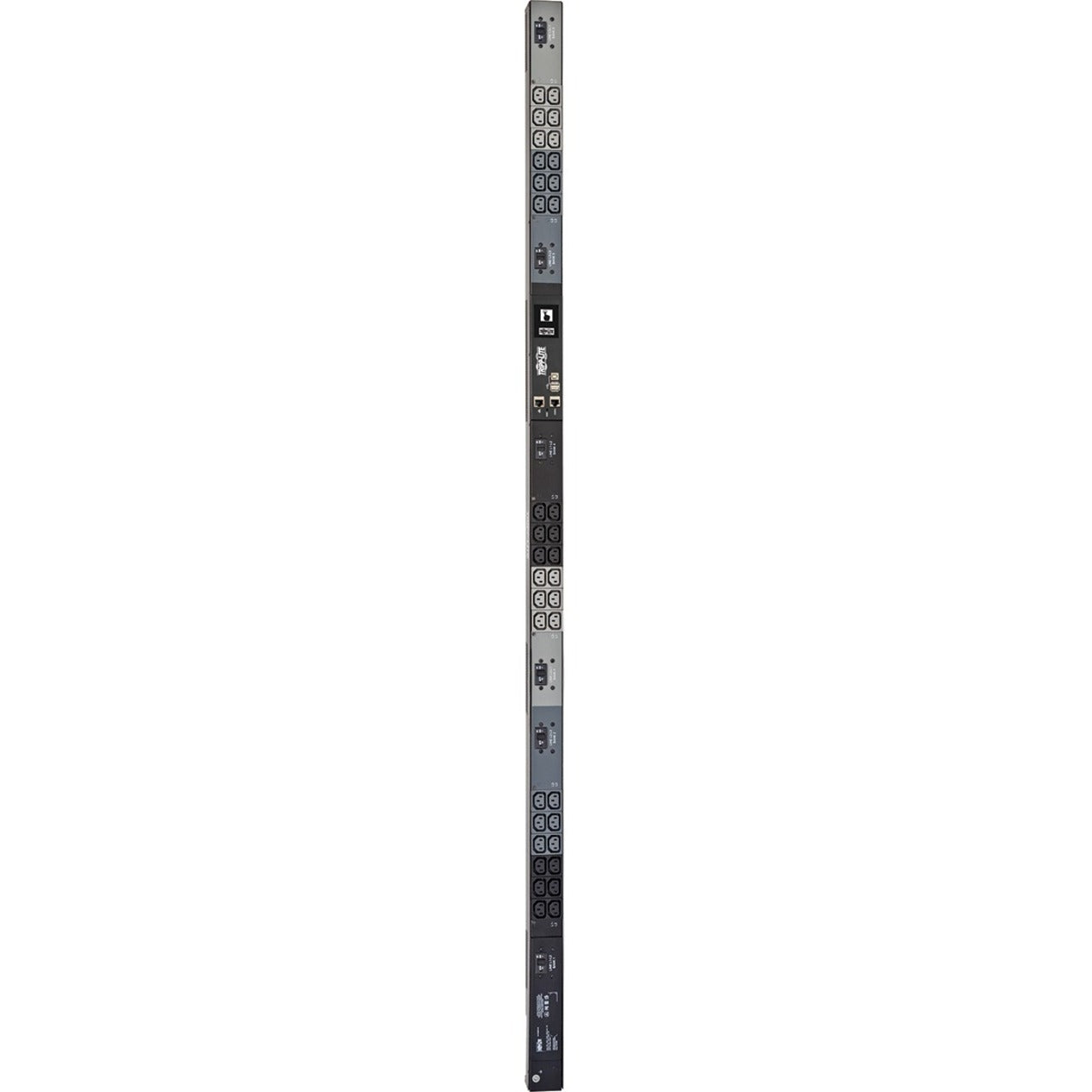 Vertical view of Tripp Lite PDU showing 36 C13 outlets with LED indicators and circuit breakers-alternate-image1