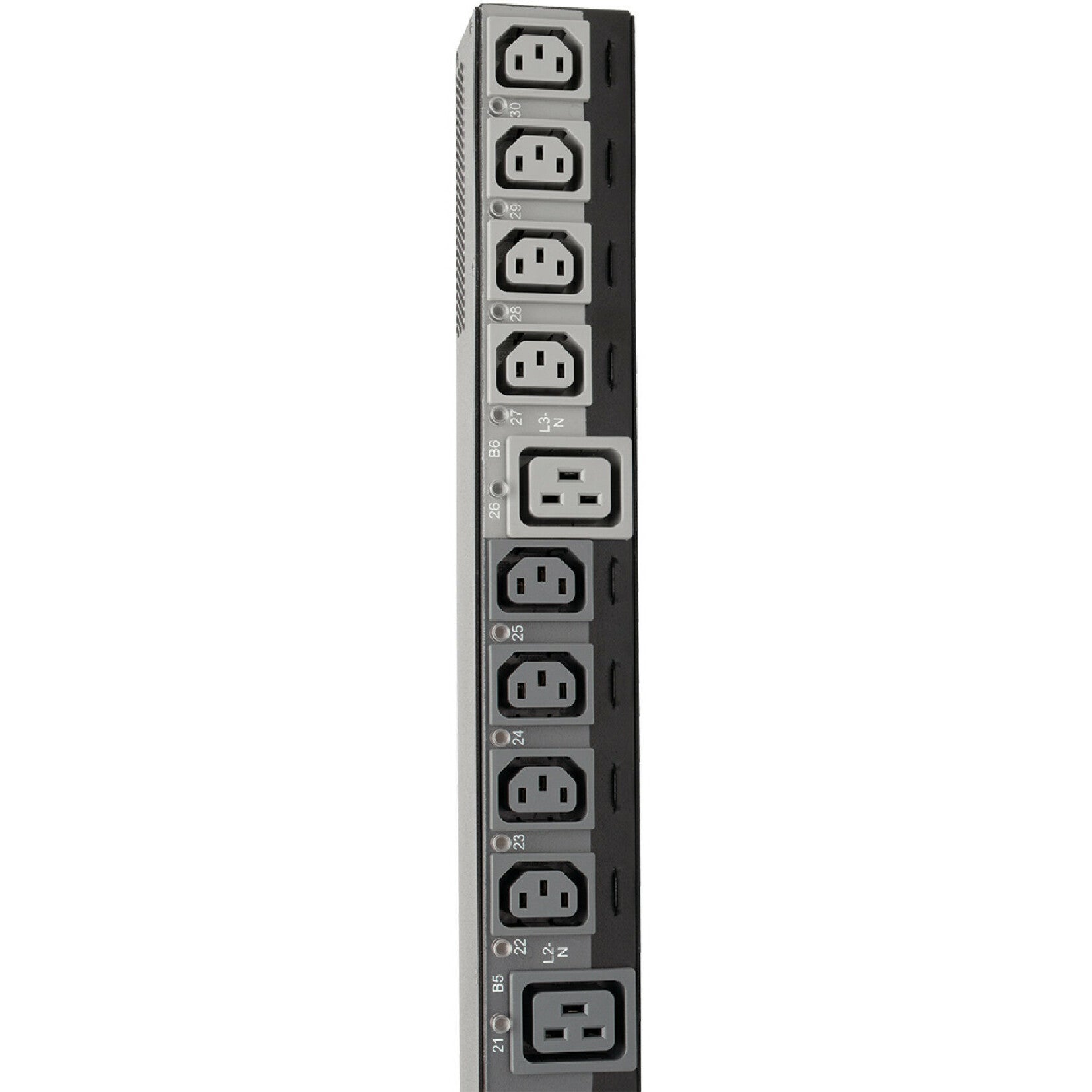 Detailed view of PDU outlet bank configuration showing C13 and C19 outlets-alternate-image4