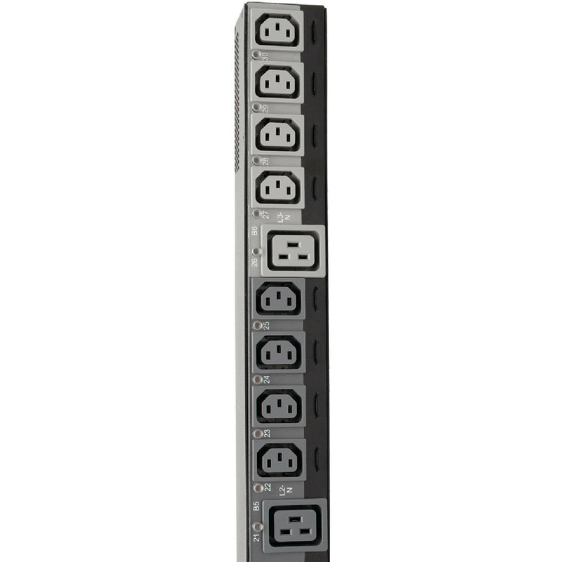 Detailed view of PDU outlet bank configuration showing C13 and C19 outlets