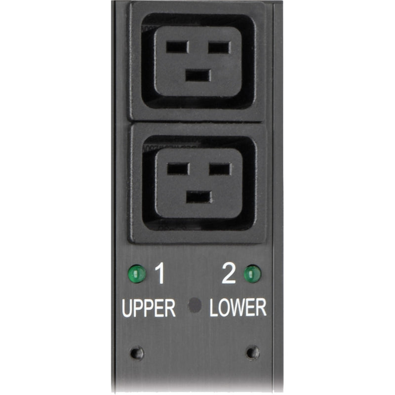 Dual-bank outlet section with LED status indicators and numbered outlets