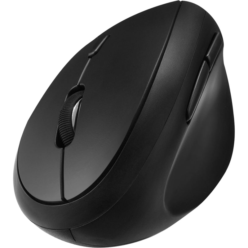 Side view of Adesso iMouse V10 vertical ergonomic mouse showing curved ergonomic design