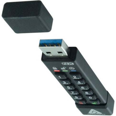 Side view of Apricorn Aegis Secure Key 3NX showing protective cap and keypad interface