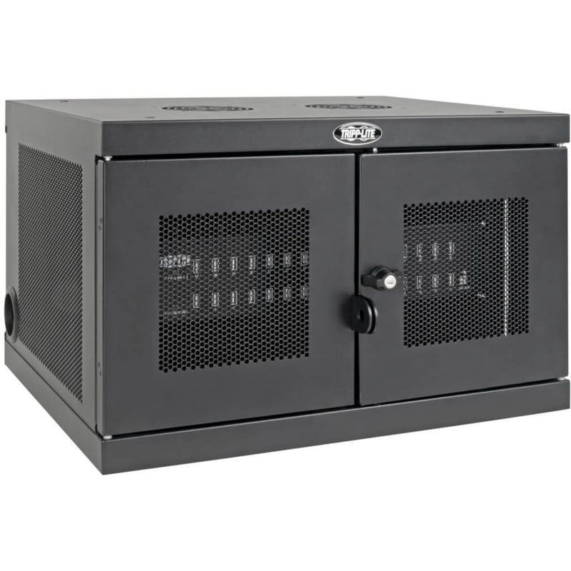 Front view of Tripp Lite CSD32USB 32-device charging station showing ventilated steel construction and secure locking doors