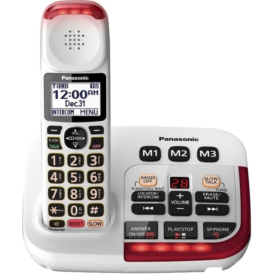 Panasonic DECT 6.0 Plus schnurloses Telefon KX-TGM420W Verstärktes schnurloses Telefon mit digitalem Anrufbeantworter - 1 Handgerät Weiß