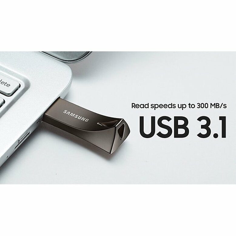 Samsung MUF-64BE4/AM BAR Plus USB 3.1 Flash Drive 64GB Titan Grey, High-Speed Data Transfer and Durable Design