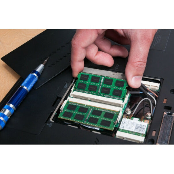 Installation of Kingston RAM module into laptop memory slot with tools-alternate-image4