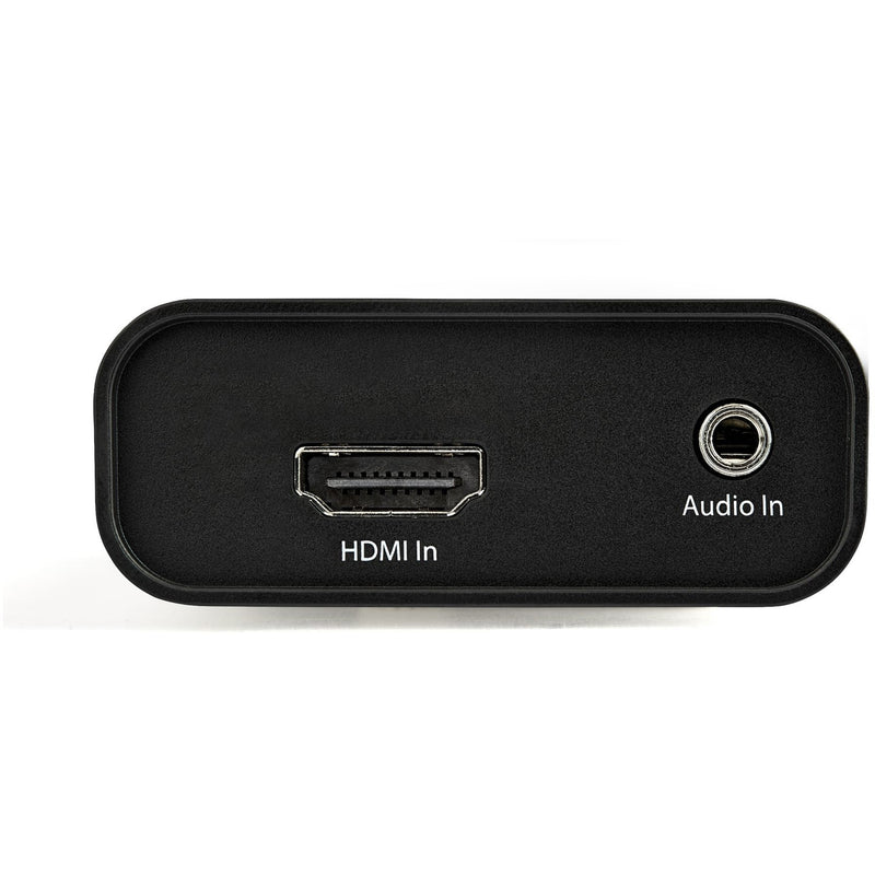 Close-up view of HDMI input and audio input ports