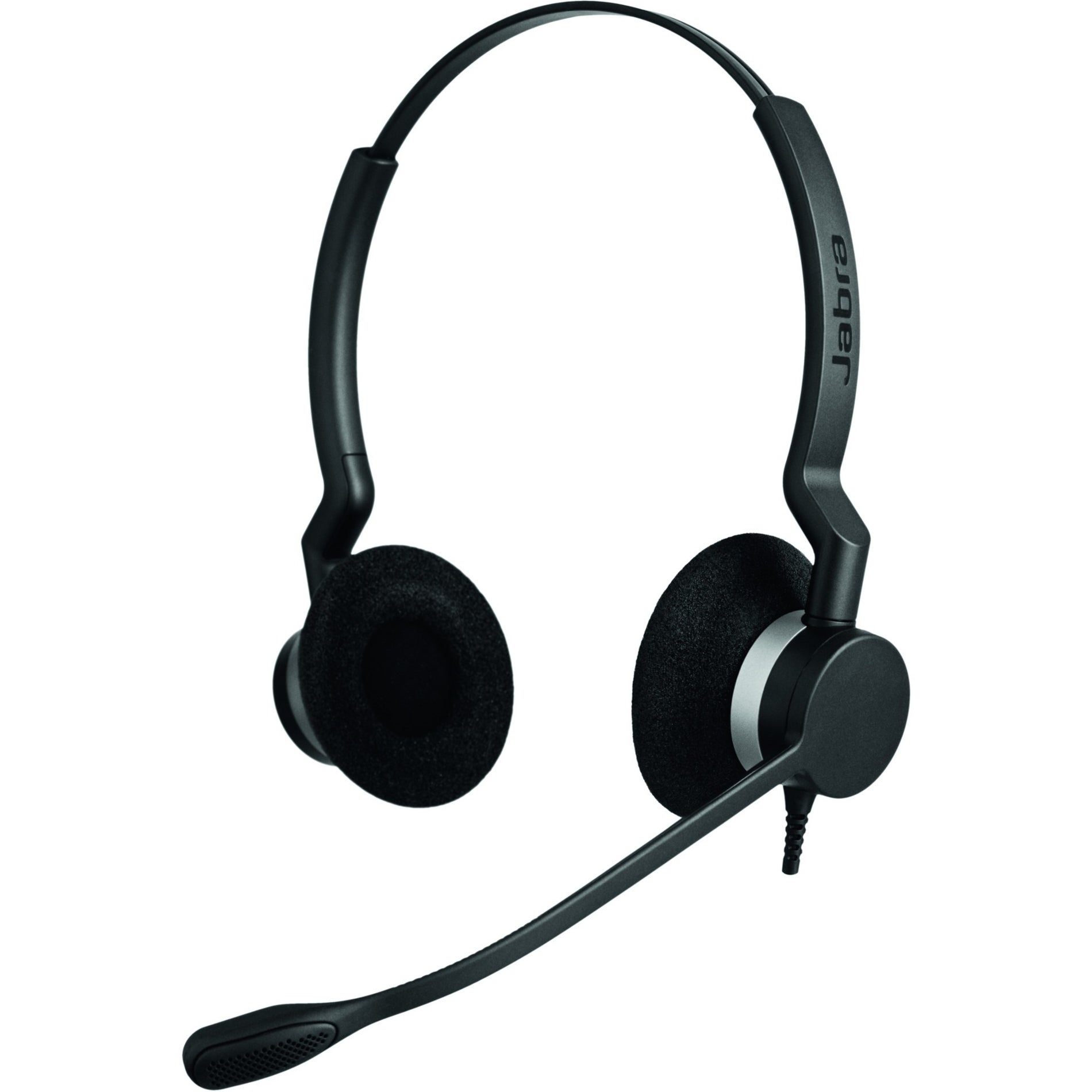 Front view of Jabra BIZ 2300 binaural headset with noise-cancelling boom microphone and padded ear cushions-alternate-image1