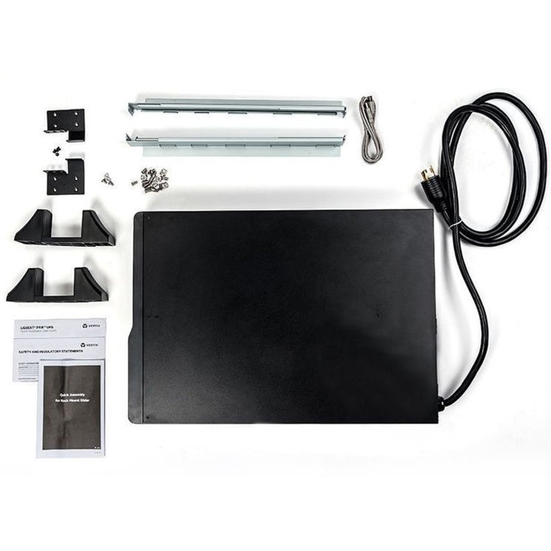 Complete installation kit components for Liebert PSI5 UPS including mounting hardware and cables