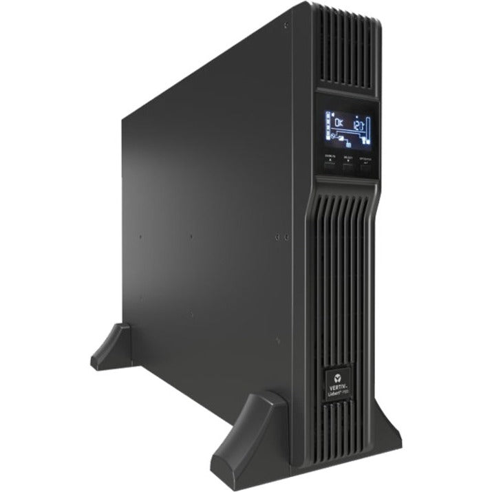 Vertiv Liebert PSI5 1500VA UPS in tower orientation showing LCD display panel and ventilated casing