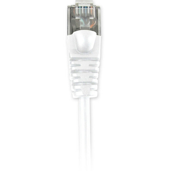 Detailed view of white CAT6 cable strain relief boot showing ribbed design and flex points-alternate-image2