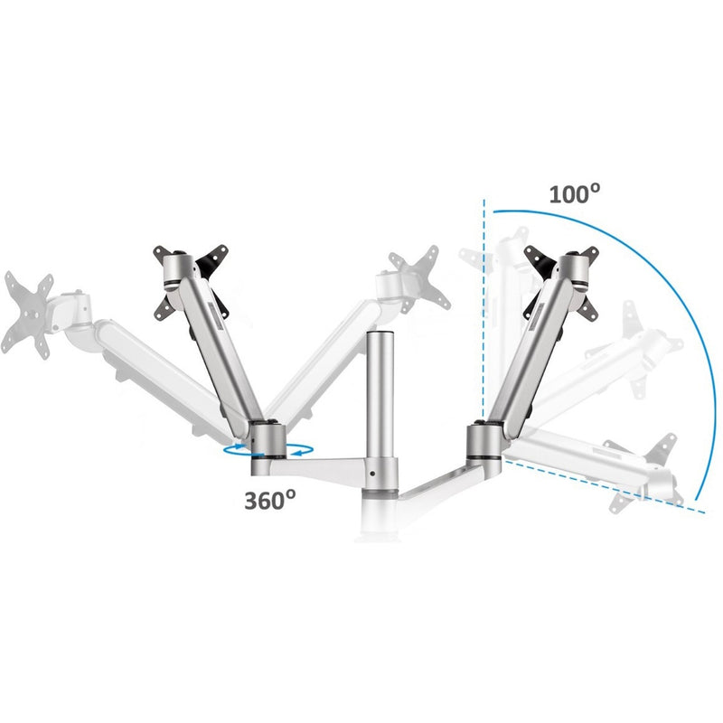 Close-up of ViewSonic dual monitor mount movement mechanism