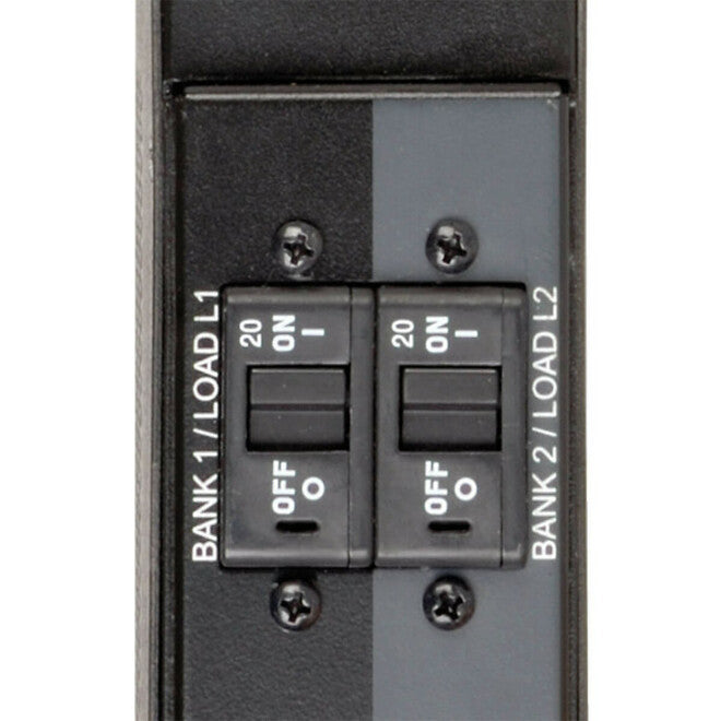 Close-up of PDU circuit breaker switches showing dual-bank configuration-alternate-image5