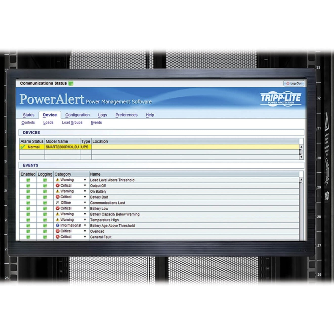 PowerAlert software event tracking interface showing system alerts-alternate-image4