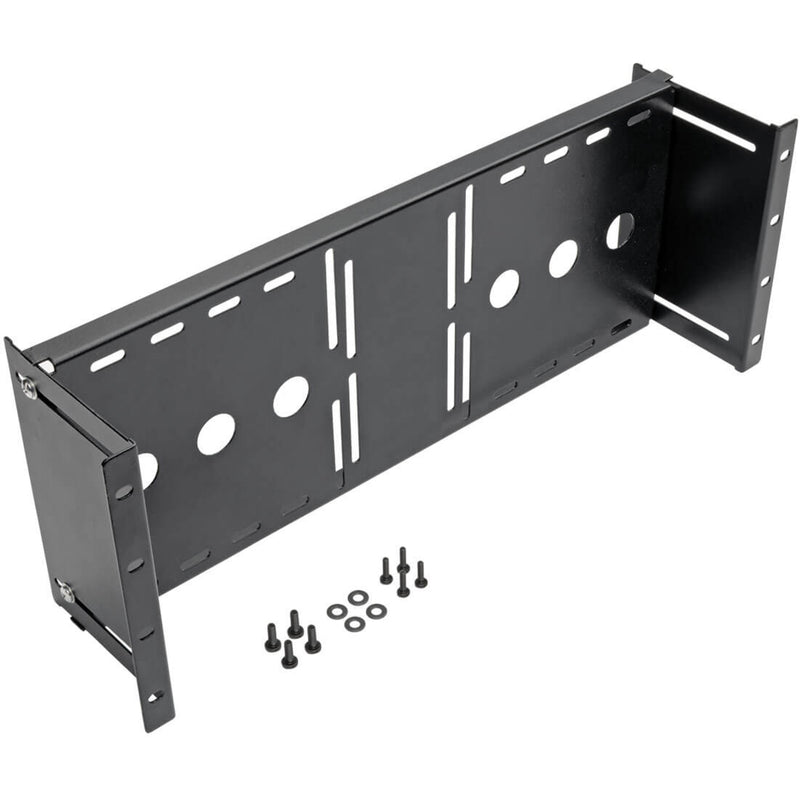 Rack mount bracket with included mounting hardware and installation components