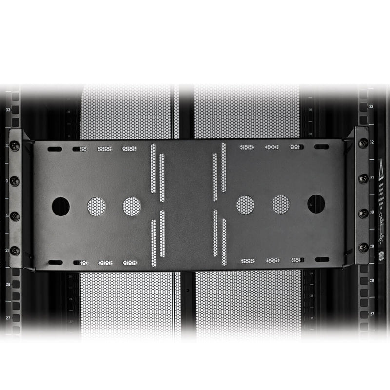 Close-up view of rack mount bracket showing ventilation hole pattern