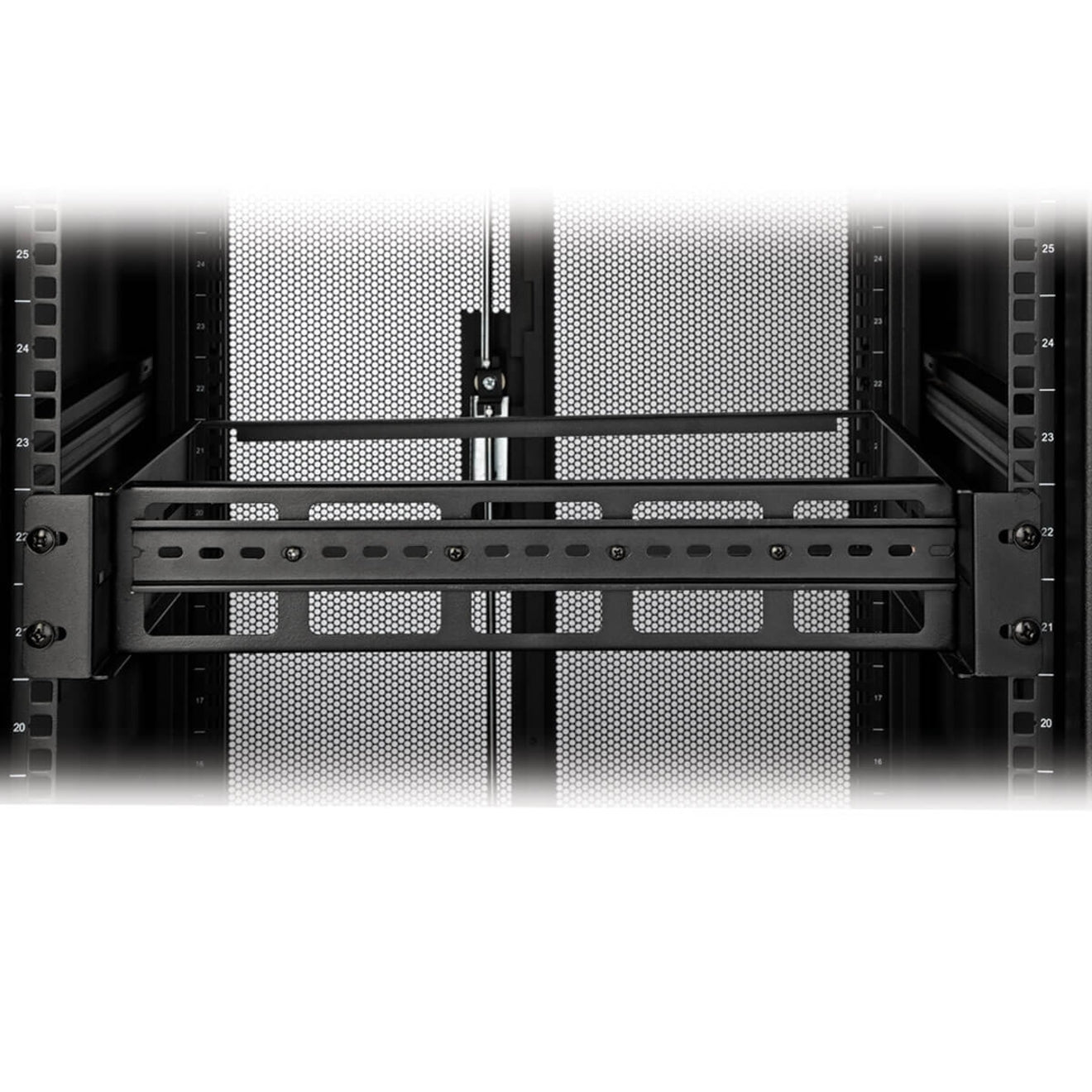 Close-up view of DIN rail mount installed in server rack showing mounting points-alternate-image5